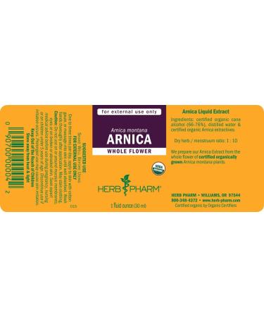 Herb Pharm Organic Arnica Liquid Extract 1 Fl Oz - Natural Pain Relief Support (Pack of 1) - Buy Online on GoSupps.com