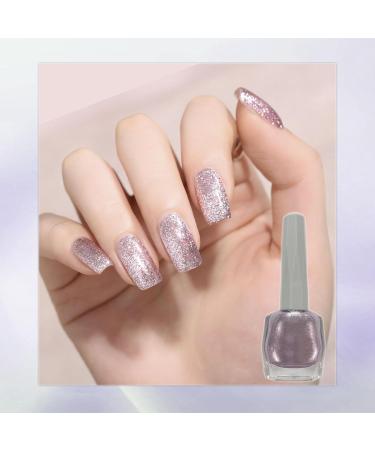Purple Metal Nail Polish Gel Silvery Glitter Holographic Metallic Shell Thread No Need Cure Varnish Shimmering Shining Sparkling Long Lasting DIY Art Manicure at Home Gift for Women & Girls - Buy Online on GoSupps.com
