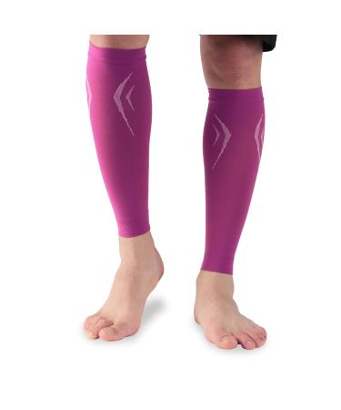 LIN PERFORMANCE Calf Compression Sleeves for Men and Women 20-30mmhg Calf Support Sleeves Footless Lightweight for Running Cycling Travel Circulation Recovery Pain Relief(Rose,M)