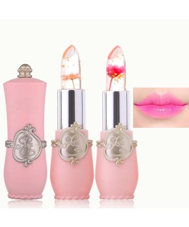 WENJLYJ 2PCS Crystal Flower Jelly Lipstick Clear Lipstick with Flower Inside Magic PH Temperature Color Changing Lipstick Tinted Lip Balm Long Lasting Waterproof Moisturizing Lip Gloss Set(01+02) - Buy Online on GoSupps.com