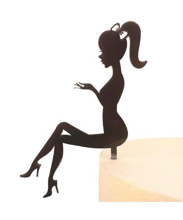 Party Cake Topper Black Acrylic Cake Decoration for Party Celebration Silhouette Design