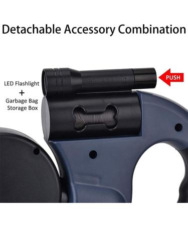10FT Double Headed Retractable Dog Lead with Flashlight | Heavy Duty Reflective Pet Leash for Small Dogs/Cats | Tangle-Free, Blue - Buy Online on GoSupps.com