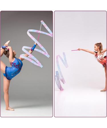 2pcs Sparkling Dance Ribbons for Gymnastics - 78.7 Inch Twirling Ribbons with Dancer Wand for Kids, Girls, Adults - Artistic Dancing Training & Party Favor - Buy Online on GoSupps.com