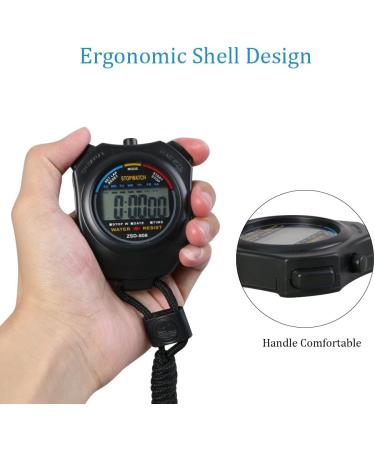 Vicloon Digital Sports Stopwatch Timer Large LCD Stainless Steel Ideal for Football Basketball Running Swimming & Fitness (Black) - Buy Online on GoSupps.com