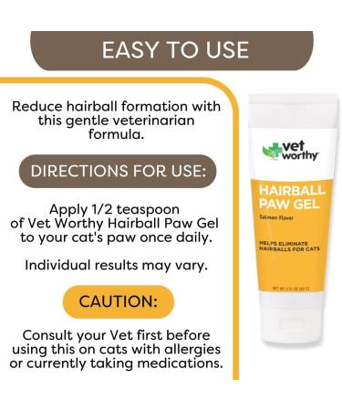 Vet Worthy Hairball Paw Gel Aid for Cats - Digestive Aid & Hairball Relief | Easy Salmon Flavor - 5 oz - Buy Online on GoSupps.com