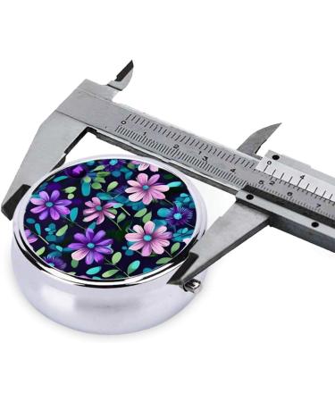 Purple Camellia Round Pill Box | 3-Compartment Organizer for Travel & Purse | Portable Pill Storage Solution - Buy Online on GoSupps.com
