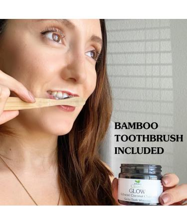 Clearly Glow Activated Charcoal Tooth Whitening Powder + Bamboo Toothbrush | Natural Non-GMO Teeth Whitener | 20g - Buy Online on GoSupps.com