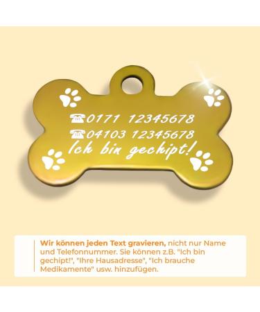 Personalized Bone-Shaped Pendants for Dogs & Cats | Ibera Gifts - Custom Engraved Neck Bands in Gold - Buy Online on GoSupps.com