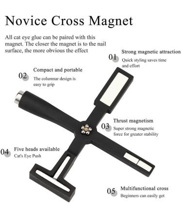 5 in 1 Cat Eye Magnet Uv Gel Nail Polish Magnet Wand Multifunctional Nail Magnetic Stick for Manicure Art Nail Cat Eye Tools Black - Buy Online on GoSupps.com