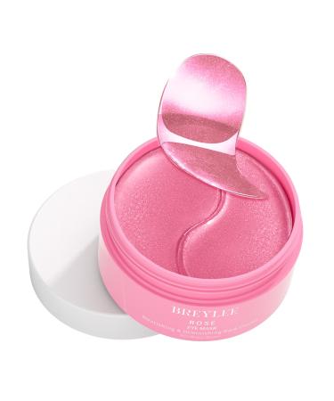 BREYLEE Pink Rose Eye Mask 60 Pcs - Under Eye Mask Amino Acid & Collagen, Under Eye Mask for Face Care, Eye Masks for Dark Circles and Puffiness, Under Eye Masks for Beauty & Personal Care Rose Pink