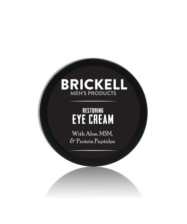 Brickell Men's Restoring Eye Cream for Men, Natural and Organic Anti Aging Eye Balm To Reduce Puffiness, Wrinkles, Dark Circles, Crows Feet and Under Eye Bags, 0.5 Ounce, Unscented