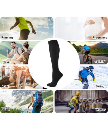 HYCOPROT Compression Socks (3 Pairs) 15-20 mmHg for Men & Women - Perfect for Athletics, Running, Nurses, Pregnancy & Travel - Black Large-X-Large - Buy Online on GoSupps.com