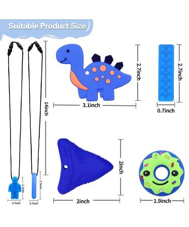 Colon Chain for Kids - 6 Sensory Chewing Necklaces Silicone Bite Rings for Babies Autism Toys for Boys & Girls - Ideal for ADHD & Teething (Blue) - Buy Online on GoSupps.com