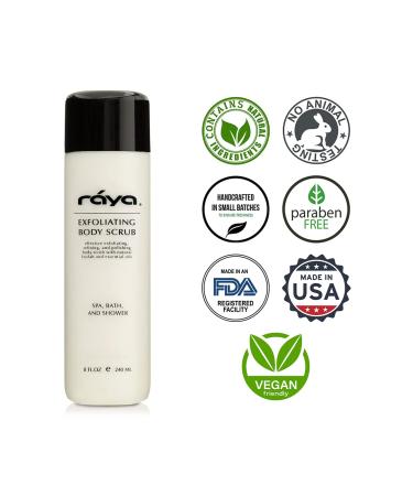 RAYA Exfoliating Body Scrub 8 oz - Natural Loofah & Essential Oils | Smooths Skin & Reduces Ingrown Hairs | Best Exfoliant for All Skin Types - Buy Online on GoSupps.com