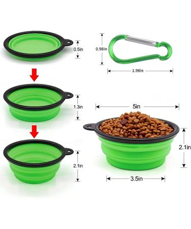 Buy Collaborative Dog Bowl & Collapsible Water Bowl for Cats & Dogs - Portable 350ml Green Bowl with Carabiner - Buy Online on GoSupps.com