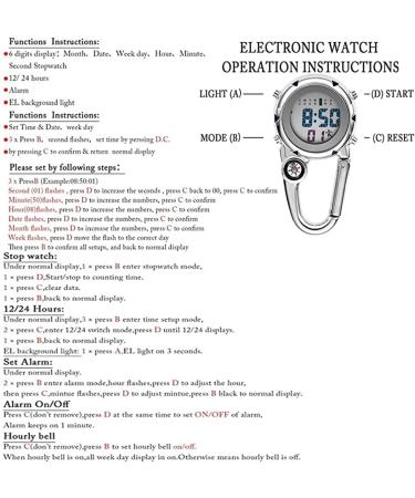 Clip-on Digital Carabiner Watch | Waterproof, Shockproof, Glow in The Dark | Alarm, Date, Week | Outdoor Sports Accessory | White - Buy Online on GoSupps.com