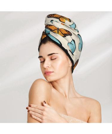Butterflies Microfiber Hair Towel | Super Absorbent Coral Velvet Wrap for Long Curly & Thick Hair - Quick Dry for Women - Buy Online on GoSupps.com