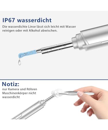 Vitcoco 1920p WiFi Ear Wax Removal Otoscope - IP67 Waterproof 360 Wide Angle Camera with 6 LEDs for Adults Children & Pets - Silver - Buy Online on GoSupps.com