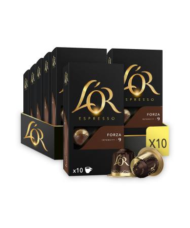 L'OR Forza - 100 Coffee Capsules Intensity 9 - Nespresso®* Compatible (Pack of 10 x 10)