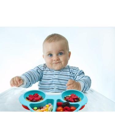 Silicone Divided Baby Plate | Suction, Non-Slip, BPA-Free | Dishwasher & Microwave Safe | Portable Travel Weaning Tray | Best Baby Gift - Ncar-blue - Buy Online on GoSupps.com