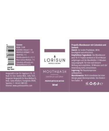 Lorisun Propolis Mouthwash | Natural Anti-Inflammatory & Antibacterial | Strengthens Gums & Prevents Tooth Decay | 50ml - Freshens Breath - Buy Online on GoSupps.com