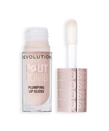 Revolution Beauty Pout Bomb Plumping Lip Gloss High-Shine for Glossy Fuller & Plump Lips with Hyaluronic Acid & Peptides Vegan & Cruelty-Free Sheer Milky Nude 0.15 Fl Oz Milky Sheer Holo