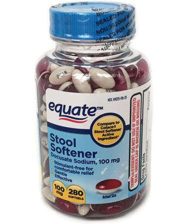 Equate - Stool Softener 100 mg 280 Softgels (Compare to Colace)