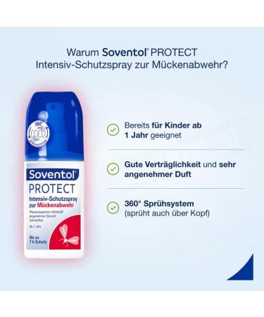Soventol Protect M cke Intensive Mosquito Spray 100ml - Water-Resistant Kid-Friendly (1yr+) Pleasant Fragrance Effective Protection - Buy Online on GoSupps.com