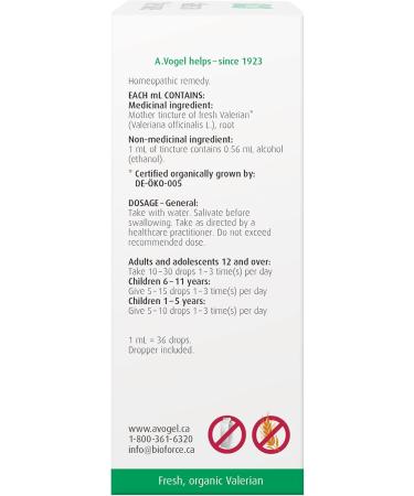 A.Vogel Fresh Organic Valerian Root Extract | Supports Calmness & Relaxation For Better Sleep | Sugar Lactose and Gluten Free | Vegan and Cruelty-free | 50mL - Buy Online on GoSupps.com