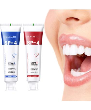 2 pieces yayashi SP-4 toothpaste ultra lightening toothpaste lightening and stain-removing probiotic toothpaste clean teeth and refreshes your breath (red+blue)