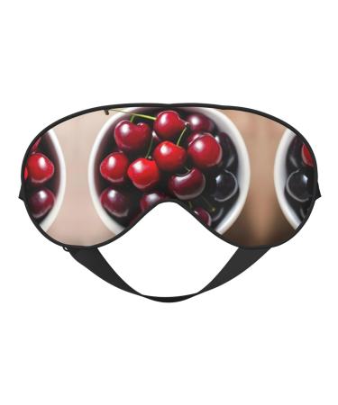 SSIMOO Fresh Cherry Sleep Mask-Adjustable Breathable Fashionable Eye Mask for A Comfortable Sleep Experience Black