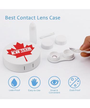 Canadian Maple Leaf Eh Team Round Case For Contact Lens Kit Storage Box with Mirror Printed - Buy Online on GoSupps.com