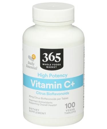 365 by Whole Foods Market High Potency Vitamin C+ 80mg Citrus Bioflavonoids Vegan 100 Tablets 100 Count (Pack of 1)