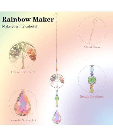 Chakra Healing Crystal Stone Sun Catcher Tree of Life Pendant - Natural Quartz Gemstone Rainbow Maker for Windows - Spiritual Gift for Women - Buy Online on GoSupps.com