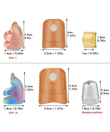 Adjustable Metal and Leather Sewing Thimble Set - 6 Pcs Finger Protectors for Sewing, Embroidery, and Needlework - Buy Online on GoSupps.com
