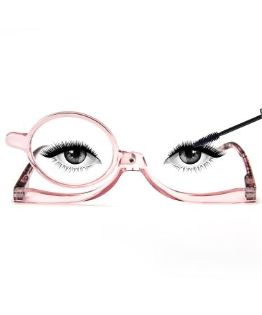 MMOWW Makeup Reading Glasses Magnifying Makeup Glasses for Womens with Flip-Down Single Lens Rotating Glasses (Pink 2.5) Pink 2.5 x