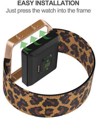 Elastic Leopard Band + Rose Gold Frame for Fitbit Blaze Series 6/Fitbit Blaze Smartwatch - 6.0-6.4'' Replacement Band for Men, Women, and Girls - Buy Online on GoSupps.com