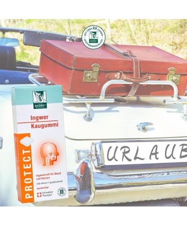 BADERs Protect Ginger Chewing Gum from Pharmacy with Gingerol Sharpening Materials Ideal for Travel Ginger Orange Flavor 20 Chewing Gum Squares - Buy Online on GoSupps.com