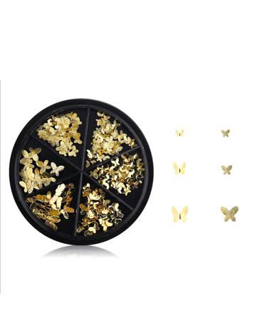 Gold Butterfly Nail Art Charms Stickers - 3D Metallic Glitter Sequins for DIY Manicure - Buy Online on GoSupps.com