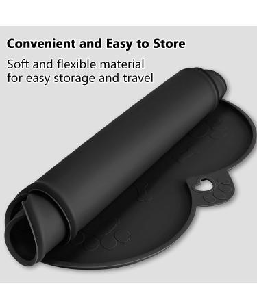 Dog Bowl Mat - Silicone Pet Mat for Food and Water - Waterproof Feeding Tray with Lip - Dark Grey - 17.7 x 11.8 - Buy Online on GoSupps.com