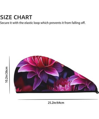Flower Leaves Purple Red Flower Print Dry Hair Cap for Women Coral Velvet Hair Towel Wrap Absorbent Hair Drying Towel with Button Quick Dry Hair Turban for Travel Shower Gym Salons - Buy Online on GoSupps.com