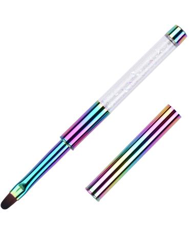 Ycyan 1Pcs Oval UV Gel Nail Brush Rhinestone Handle Professional Nail Art Tools Size 8 Multi-colored