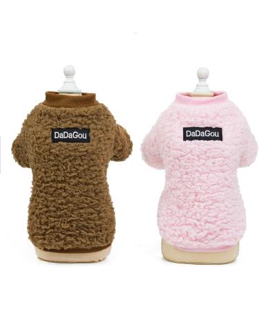 XXL Pink Tineer Cashmere Coat for Small & Medium Dogs - Warm Fleece Sweater Jacket for Winter Outdoor Use - Buy Online on GoSupps.com