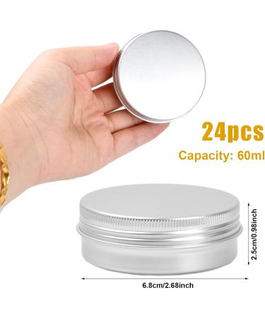 24 Pieces Aluminum Tin Jars 60ml Empty Cosmetic Container Pots Silver Round Cosmetic Tin Jars Aluminum Round Cans with Screw Lids for Cream Lotion Powder Lip Balm Salve Sample Makeup Storage - Buy Online on GoSupps.com