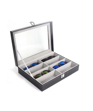 XXXXW Eyeglass Holder Stand 8 Slots Eyeglass Sunglasses Faux Leather Storage Organizer Display Case Box Decorative Gift
