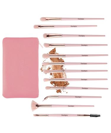 Daubigny 12 PCS Eye Makeup Brushes Set - Professional Eyeshadow, Concealer & Blending Tools with Carrying Bag (Pink) - Buy Online on GoSupps.com