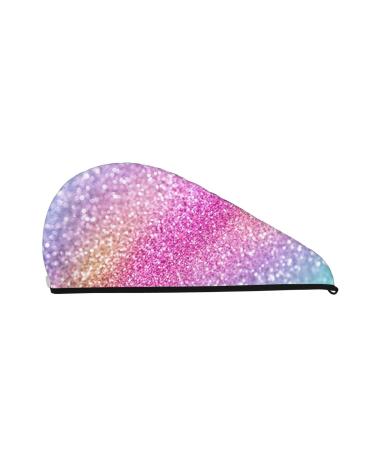 Fun Rainbow Pink Microfiber Hair Towel Soft Super Absorbent Hair Towel Wrap for Women Coral Velvet Quick Dry Hair Cap for Long Curly and Thick Hair