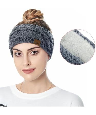 Simoda 4 Pieces Women Winter Warm Fuzzy Fleece Lined Headband Thick Cable knitted Ear Warmer Headwrap (#1) - Buy Online on GoSupps.com