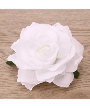 Solustre Rose Flower Hair Clips Brooch Artificial Big Rose Hairpin Pin up Flower Brooch for Women Girls Party (White) - Buy Online on GoSupps.com