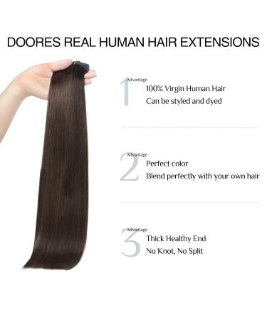 Doores Real Hair Extensions Seamless - Light Dark Brown 35cm (14 inch) 7 Pieces 110g Remy Clip-In Extensions - Buy Online on GoSupps.com